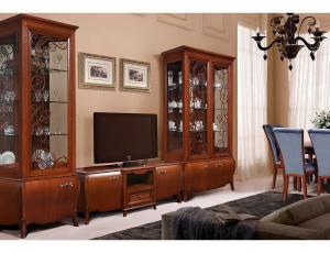Набор мебели для гостиной Тесоро (Шкаф с витриной ГМ 6351-01, тумба для р/а ГМ 6360, шкаф ГМ 6352)