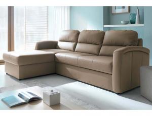 Угловой диван (угол 7) со спальной функцией и коробкой для постельного белья в коже Мадрас спальная поверхность: 120x196cm