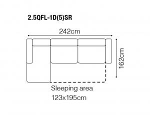 2.5-местный диван-кровать с одним подлокотником справа