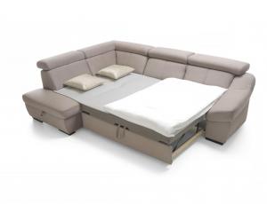 Угловой диван-кровать , угол 7 с коробкой для постельного белья со спальным местом 192x130cm, в коже Мадрас