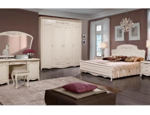Набор мебели для спальни ВАЛЕНСИЯ-2Д (в том числе:Шкаф д/пл белья+Стол туал. + зеркало +Кровать 180+Тумба прикроват - 2 шт.+ банкетка)