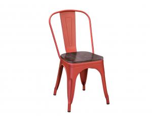 Стул металлический "Tolix" Wood (с деревянным сиденьем) Коралловый красный/Soft