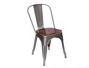 Стул металлический "Tolix" Wood (с деревянным сиденьем) Серый antique/Soft