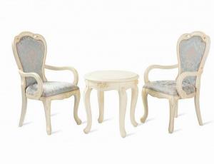 Комплект "Милано" (8801-В Столик чайный (КРУГЛЫЙ) + 2 Кресла ткань УЗОР) цвет: Слоновая кость, в разобр. виде