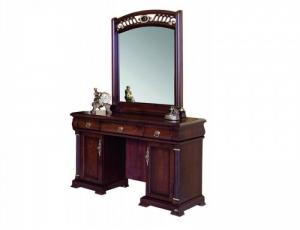 9901. Туалетный столик с зеркалом+ банкетка ЭКОКОЖА "Нотти" (122х50х182 см) цвет: Тёмный орех
