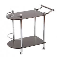 (VT-S-02) Сервировочный столик (МДФ+хромир-й металл) (82х41х75h см) цвет: Темный орех