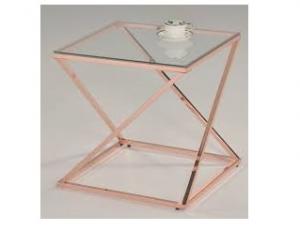 Cтолик кофейный квадратный со стек.столешницей (51х51х51h см) цвет ножек: Розовое золото