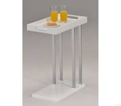 Приставной столик со съёмным подносом (45x26x64h) цвет: Белый + хром