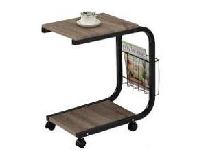 Приставной столик на колесиках (51x30x56h см) цвет: Дуб + чёрный