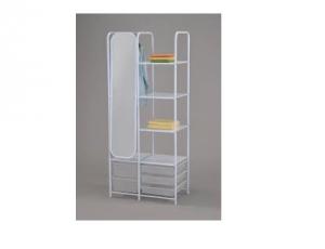 Вешалка для гардеробных с зеркалом и ящиками (71х39х163h см) цвет: Белый