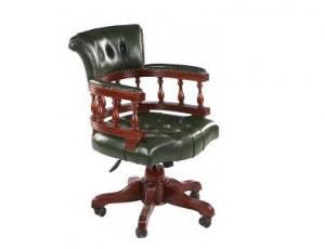 CHO-001. Кресло офисное, кожа ЗЕЛ. (массив кр. дер,) (61х58х110 см) цвет: Вишня
