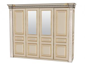 Шкаф  4 двери Ledi Lux тип А-4, 2 двери зеркало тип Б-2, с колоннами, боковая стойка фасад