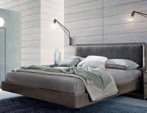 Кровать MAIA 160x200, цвет серебристая береза, ткань MIRAGLIO COL. 205 FUMO