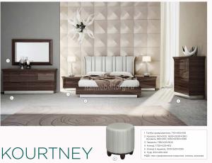 Комплект спальни  KOURTNEY в составе:  кровать 1,8 + тумбочки (2)+ комод Б/З + ПУФ + шкаф 4 двери