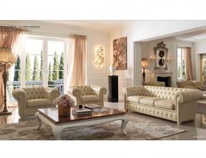 Комплект мягкой мебели в коже Giulietta e Romeo  (Диван 2-местный кожа art. S223 + 2 Кресла кожа art. S221)