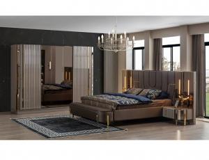 Комплект мебели для спальни "ЛАКШЕРИ" беж/серый со шкафом со шкафом купе