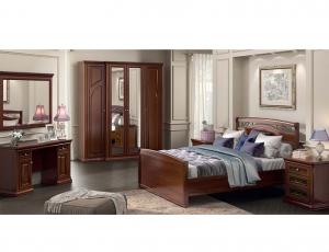 Комплект мебели для спальни Сильвия (Орех Милано) (Шкаф 4 двери + 2 тумбы + комод + Стол туалетный)