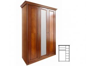 Шкаф 3-дверный с зеркалом, спальня Палермо, МДФ