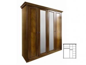 Шкаф 4-дверный с 2мя зеркалами, спальня Палермо, МДФ