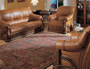 Комплект мебели диван 3х местный с механизмом +2 кресла Биатриц в коже (на выбор)