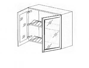 Модуль-сушка 600 с 2-мя дверьми со стеклом, петля Blum 170°,  модуль без дна под сушку  Н 720