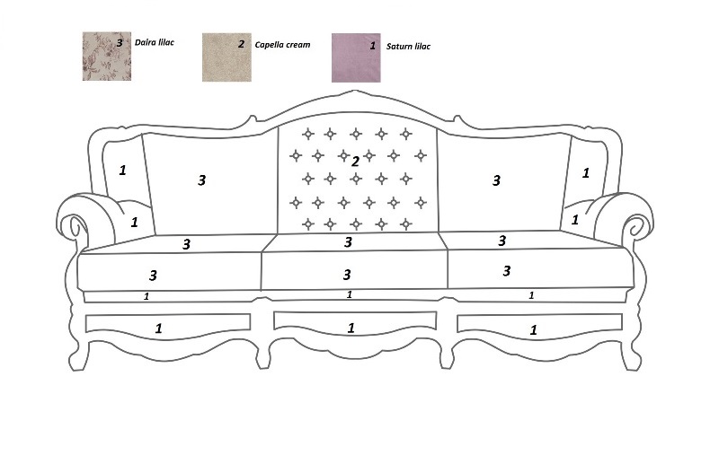 Эскиз дивана Инна, 3-х местный без механизма в размерах дивана 3-х местного  с механизмом | Каталог мебели: стол, шкаф, кровать, кресло, диваны