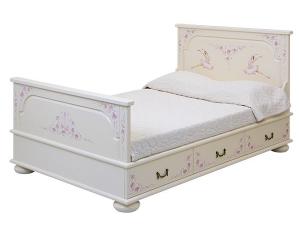 Кровать со спальным местом 90х190, с ящиками для белья, массив, ручная роспись