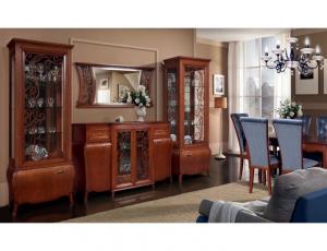 Набор мебели для гостиной Тесоро (Шкаф с витриной ГМ 6351-01, тумба ГМ 6366, шкаф ГМ 6351, зеркало)