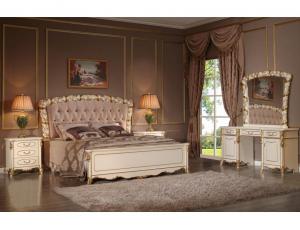 Комплект спальни Fiora Champagne (кровать 1,8м, 2 тумбы прикроватные, туалетный стол с зеркалом, шкаф 5-дв с зеркалами и без зеркал)