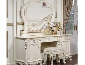 FF6093. Столик туалетный с зеркалом "Глория" (157х51х193 см) цвет: Молочный с золотом