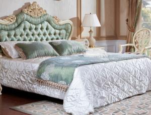 Кровать (180х200) "Милано", низкое изножье, изголовье - ткань с кристаллами (215х216х162 см) BED 1.8m, цвет: Слоновая кость