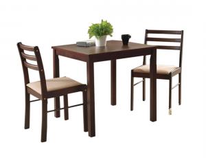 комплект 1 стол + 2 стула с мягким сиденьем, цвет: Темный орех - стол прямоугольный 75х75 см
