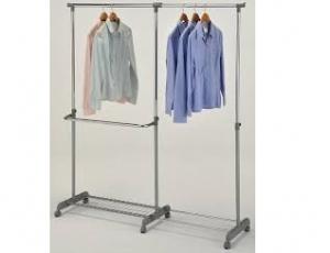 (CH-4846) Вешалка для гардеробных одинарная с доп.отделом (92-160х42х92,5-160h см) цвет: Хром+серый