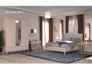 Комплект мебели для спальни BUONGIORNO NEW (шкаф 3-х дв. с зерк. + кровать 160 + тумба прикр. - 2 щт. + стол туал. с зерк. + пуф)